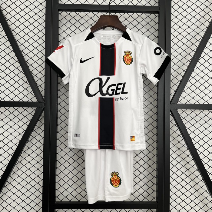 with LALIGA Patch Youth Uniform Kids Kit 2025-2026 Mallorca Away White Soccer Jersey Shorts Child Football Set