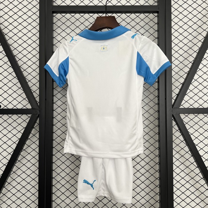 Youth Uniform Kids Kit 2025-2026 Marseille Home Soccer Jersey Shorts Child Football Set