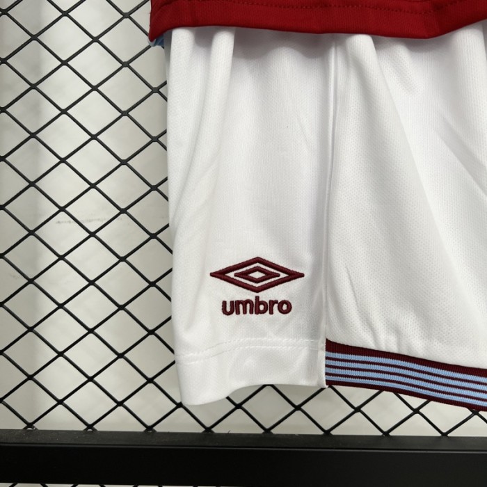 Youth Uniform Kids Kit West Ham United 2025-2026 Home Soccer Jersey Shorts Child Football Set