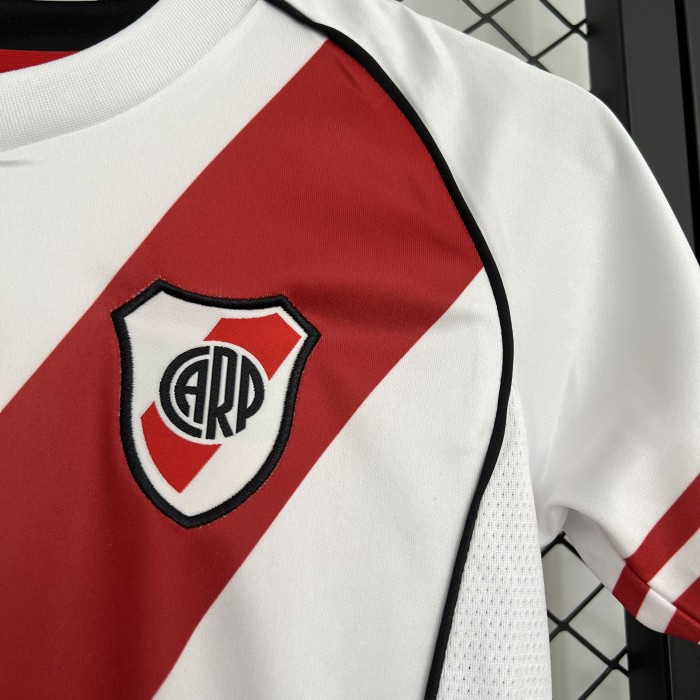 without Sponor Logo Youth Uniform Kids Kit 2025-2026 River Plate Home Soccer Jersey Shorts Child Football Set