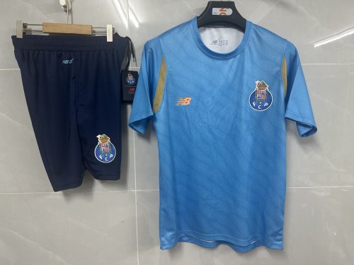 Adult Uniform 2025-2026 Porto Blue Soccer Training Shirt and Shorts Football Set
