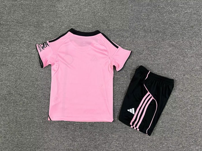 Youth Uniform Kids Kit Leicester City 2025-2026 Third Away Pink Soccer Jersey Shorts Child Football Set