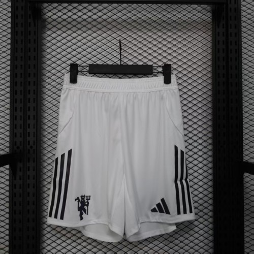 Player Version 2025-2026 Manchester United White Soccer Shorts Football Shorts