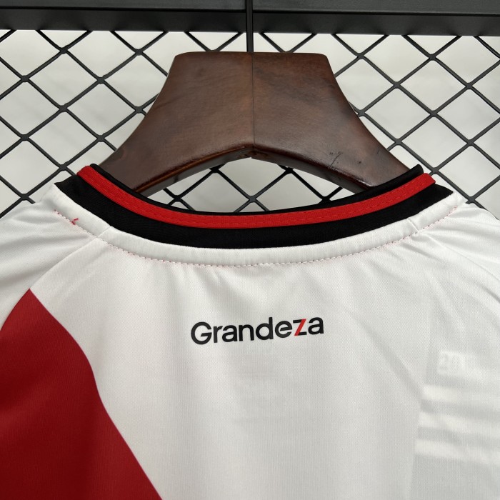 without Sponor Logo Youth Uniform Kids Kit 2025-2026 River Plate Home Soccer Jersey Shorts Child Football Set