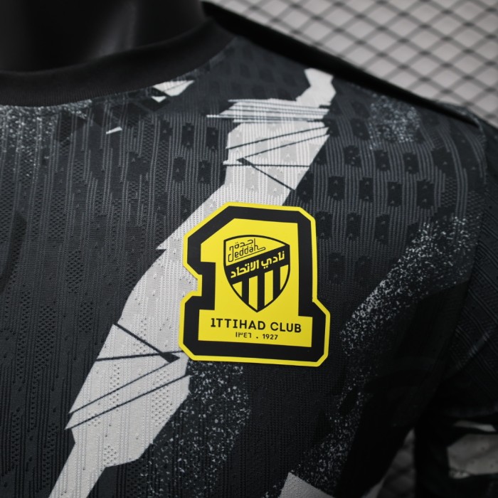 Player Version 2025-2026 Al-Ittihad Black/White Soccer Training Jersey Football Pre-match Shirt