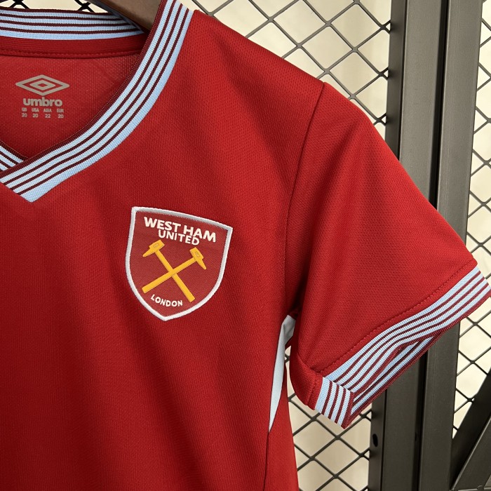 Youth Uniform Kids Kit West Ham United 2025-2026 Home Soccer Jersey Shorts Child Football Set