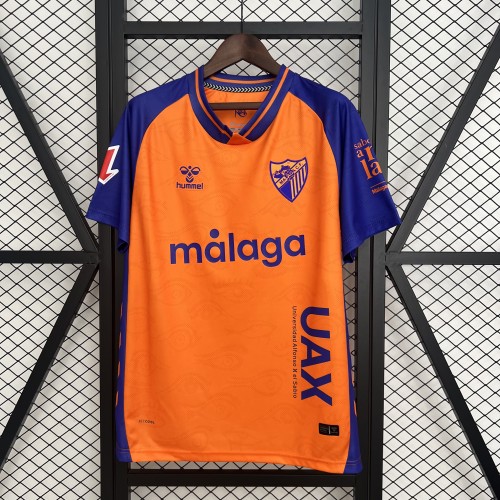 with LALIGA Patch Fan Version 2025-2026 Malaga Third Away Orange Soccer Jersey Football Shirt