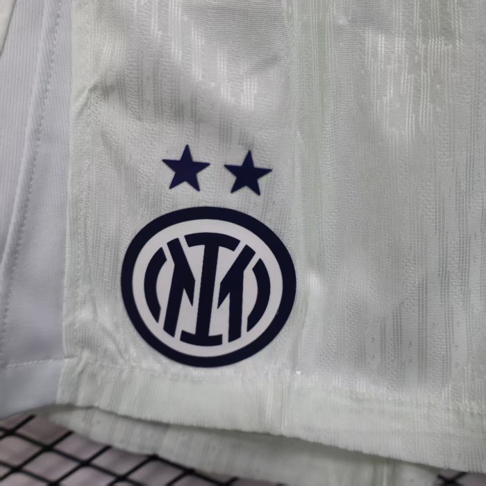 Player Version 2025-2026 Inter Milan Away White Soccer Shorts Football Shorts