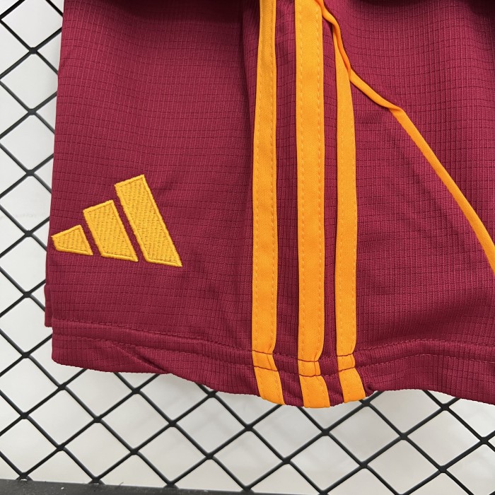 without sponor logo Youth Uniform Kids Kit As Roma 2025-2026 Home Soccer Jersey Shorts Child Football Set