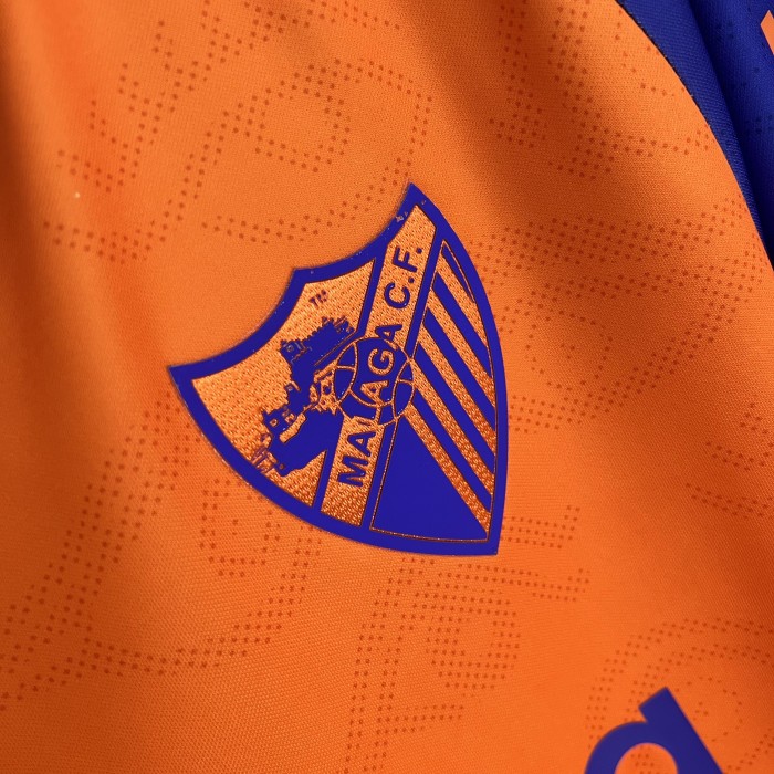 with LALIGA Patch Fan Version 2025-2026 Malaga Third Away Orange Soccer Jersey Football Shirt
