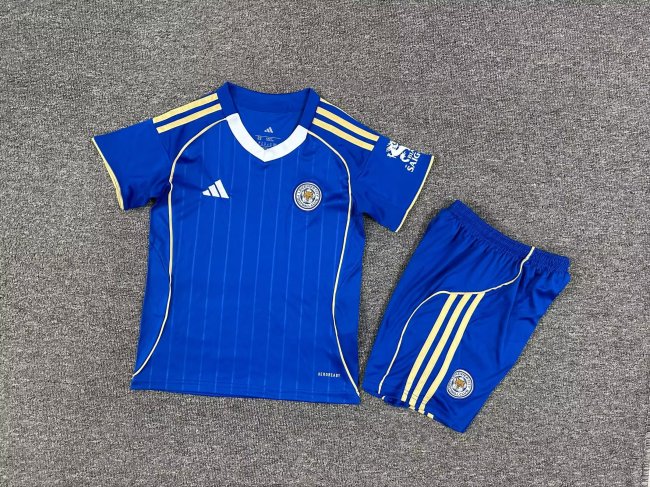 Youth Uniform Kids Kit Leicester City 2025-2026 Home Soccer Jersey Shorts Child Football Set