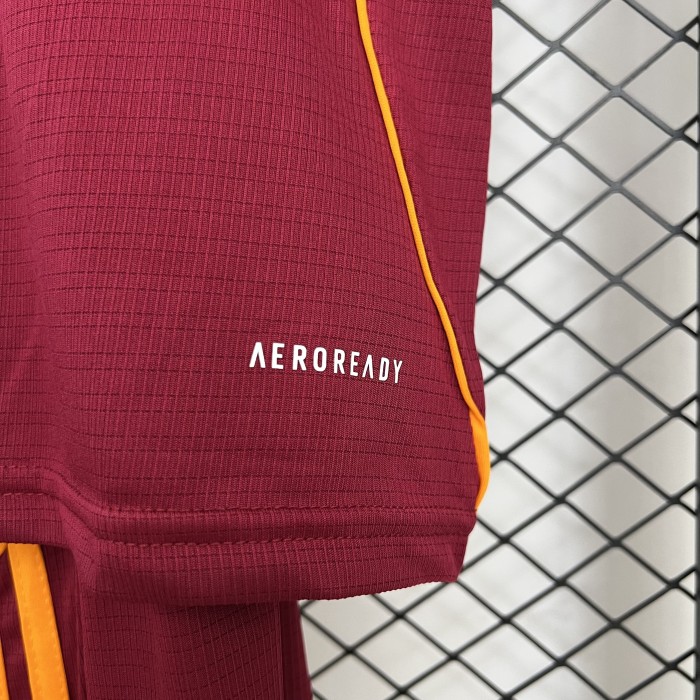 without sponor logo Youth Uniform Kids Kit As Roma 2025-2026 Home Soccer Jersey Shorts Child Football Set