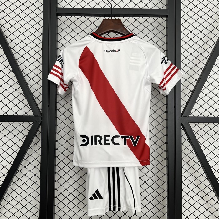 without Sponor Logo Youth Uniform Kids Kit 2025-2026 River Plate Home Soccer Jersey Shorts Child Football Set