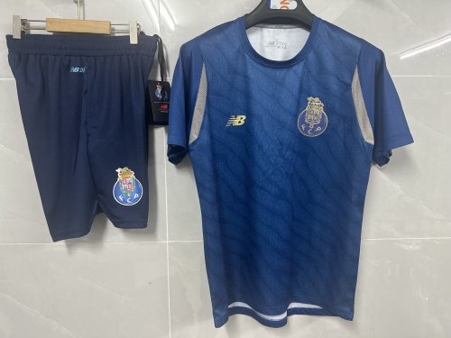 Adult Uniform 2025-2026 Porto Dark Blue Soccer Training Shirt and Shorts Football Set