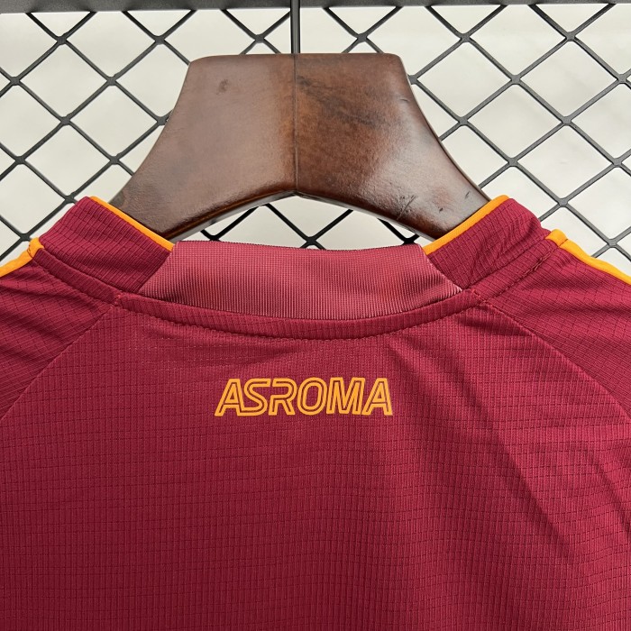 without sponor logo Youth Uniform Kids Kit As Roma 2025-2026 Home Soccer Jersey Shorts Child Football Set