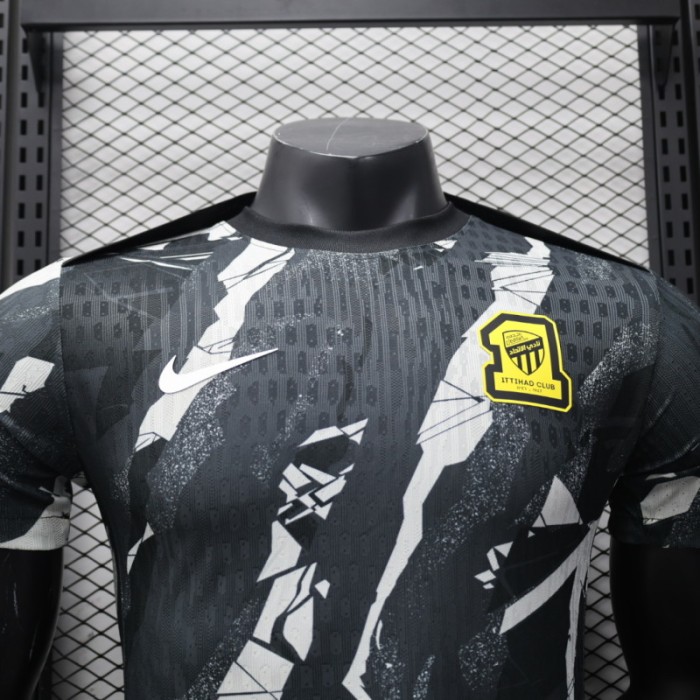 Player Version 2025-2026 Al-Ittihad Black/White Soccer Training Jersey Football Pre-match Shirt