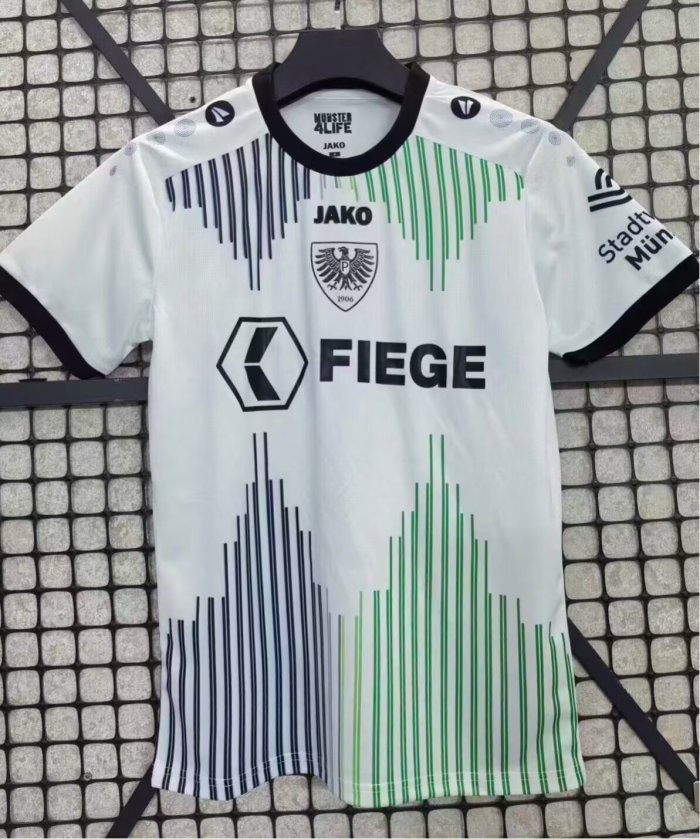 Fan Version 2025-2026 Preußen Münster Away White Soccer Jersey Football Shirt