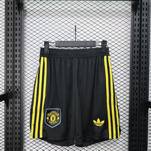 Player Version 2025-2026 Manchester United Third Away Black Soccer Shorts Football Shorts