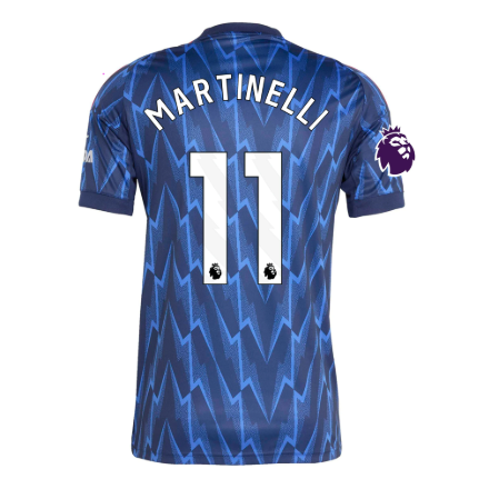 with EPL Patch Fan Version Arsenal 2025-2026 Martinelli 11 Away Blue Soccer Jersey Football Shirt