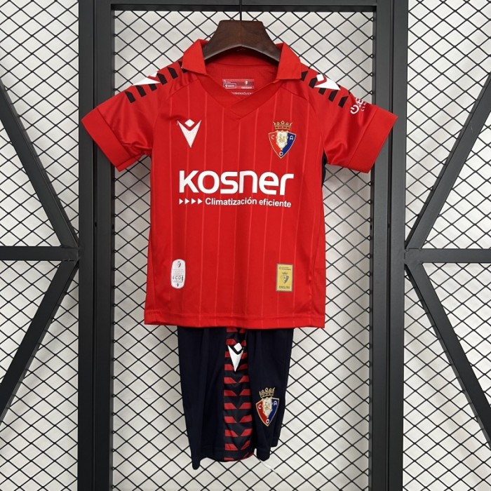 Youth Uniform Kids Kit Osasuna 2025-2026 Home Soccer Jersey Shorts Child Football Set