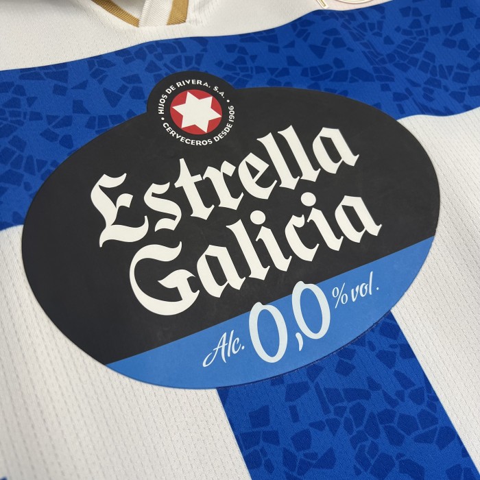 with LALIGA Patch Fan Version 2025-2026 Deportivo La Coruna Home Soccer Jersey Camisetas de Futbol