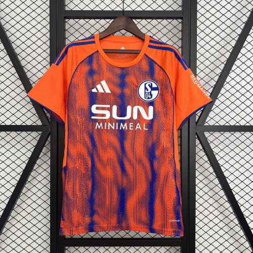 Fan Version 2025-2026 Schalke 04 Third Away Orange Soccer Jersey Football Shirt