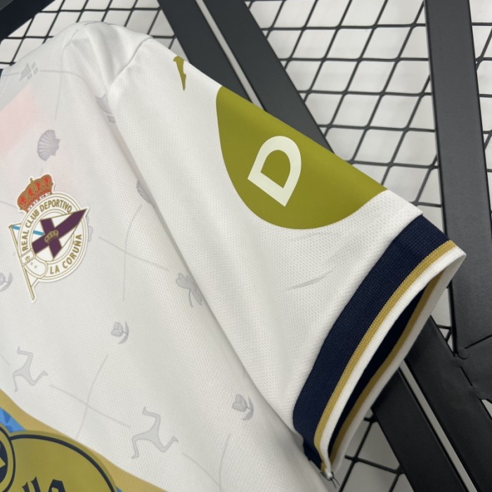 with LALIGA Patch Fan Version 2025-2026 Deportivo La Coruna Third Away White Soccer Jersey Camisetas de Futbol