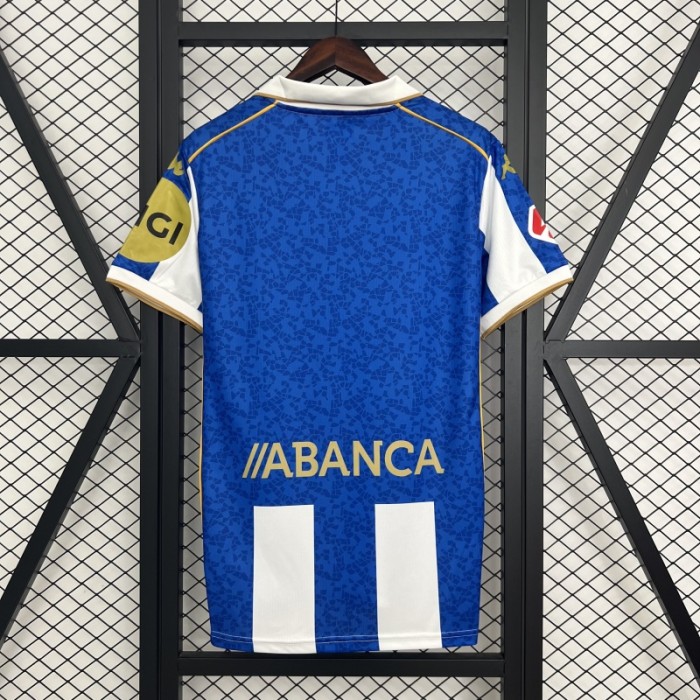 with LALIGA Patch Fan Version 2025-2026 Deportivo La Coruna Home Soccer Jersey Camisetas de Futbol