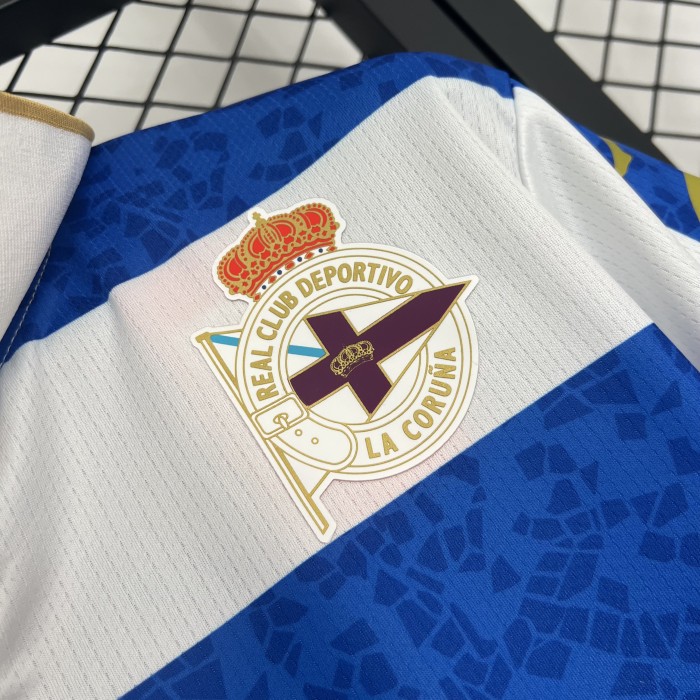 with LALIGA Patch Fan Version 2025-2026 Deportivo La Coruna Home Soccer Jersey Camisetas de Futbol