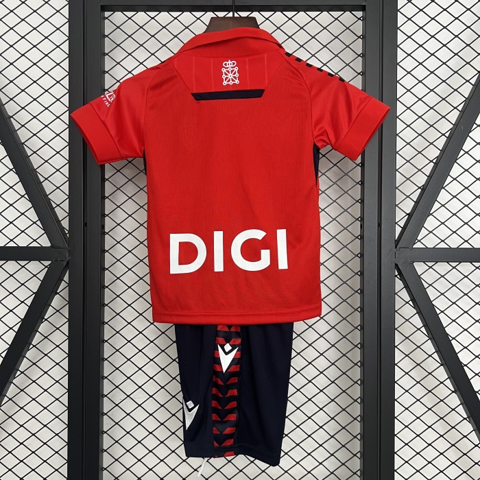 Youth Uniform Kids Kit Osasuna 2025-2026 Home Soccer Jersey Shorts Child Football Set