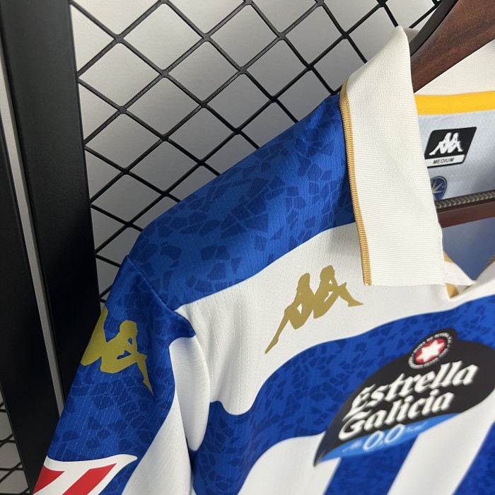 with LALIGA Patch Fan Version 2025-2026 Deportivo La Coruna Home Soccer Jersey Camisetas de Futbol