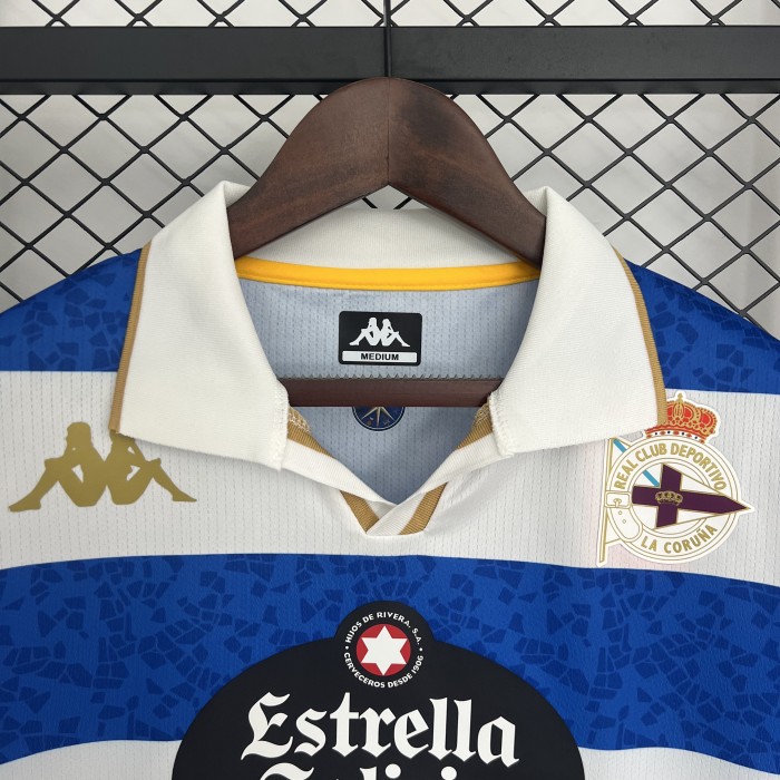 with LALIGA Patch Fan Version 2025-2026 Deportivo La Coruna Home Soccer Jersey Camisetas de Futbol