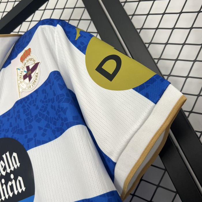 with LALIGA Patch Fan Version 2025-2026 Deportivo La Coruna Home Soccer Jersey Camisetas de Futbol