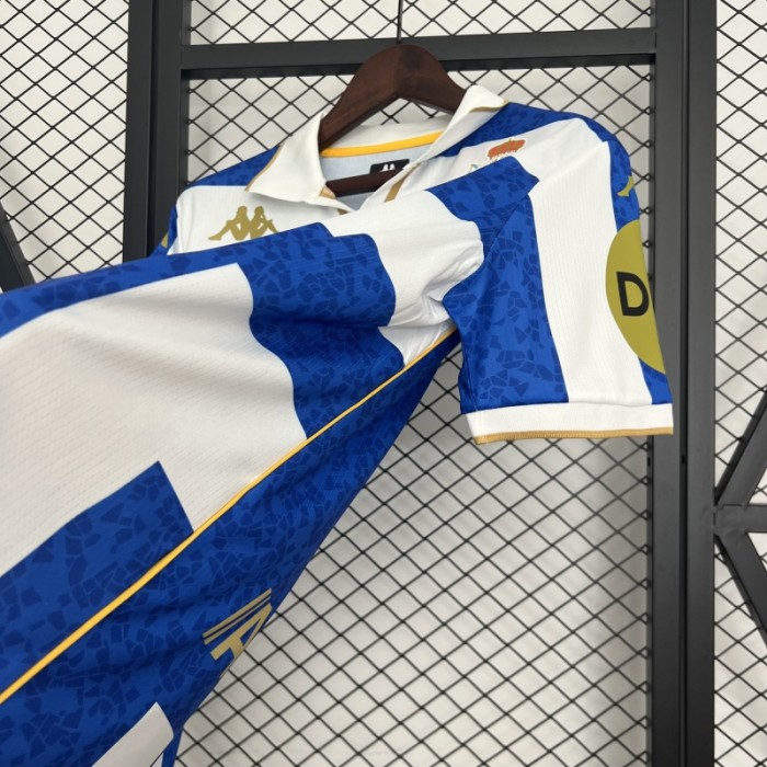 with LALIGA Patch Fan Version 2025-2026 Deportivo La Coruna Home Soccer Jersey Camisetas de Futbol