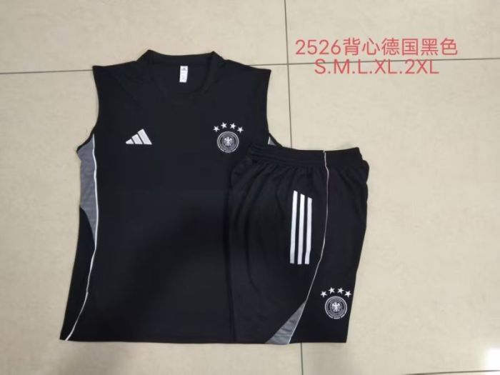 Adult Uniform 2025-2026 Germany Black Soccer Training Vest and Shorts Football Set