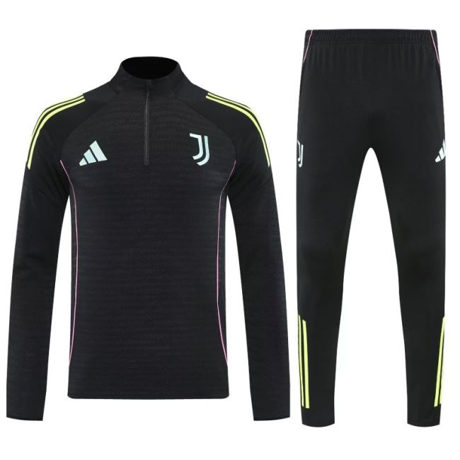 2025-2026 Juventus Black Soccer Training Sweater and Pants Football Kit