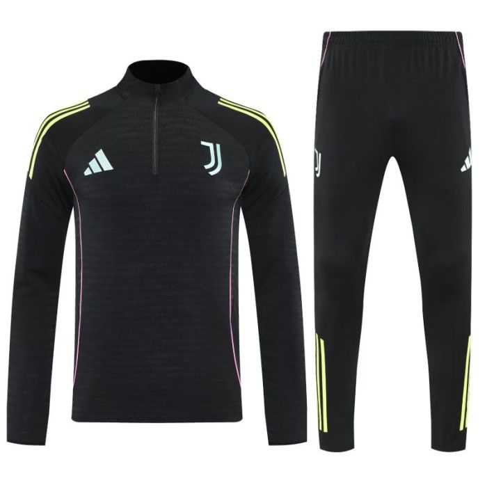 2025-2026 Juventus Black Soccer Training Sweater and Pants Football Kit