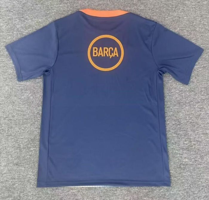 Barca Camisetas de Futbol Fans Version 2025-2026 Barcelona Dark Blue/Orange Soccer Training Jersey
