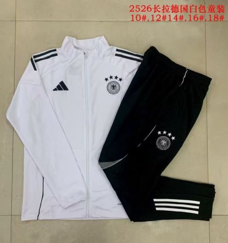 Youth 2025-2026 Germany White Soccer Training Jacket Football Jacket and Pants
