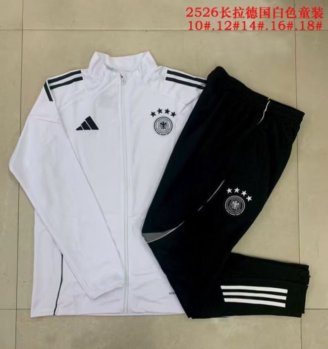 Youth 2025-2026 Germany White Soccer Training Jacket Football Jacket and Pants