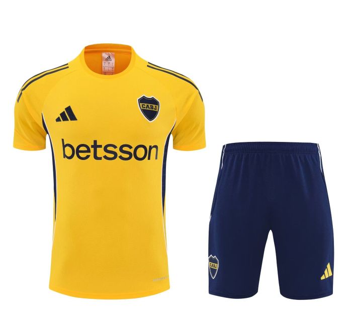 Adult Uniform 2025-2026 Boca Juniors Yellow Soccer Training Shirt and Shorts Football Set