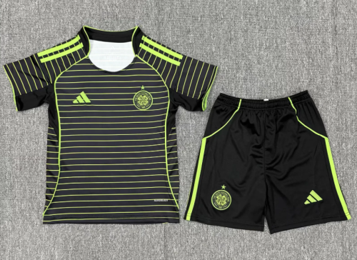 Youth Uniform Kids Kit Celtic 2025-2026 Away Soccer Jersey Shorts Child Football Set