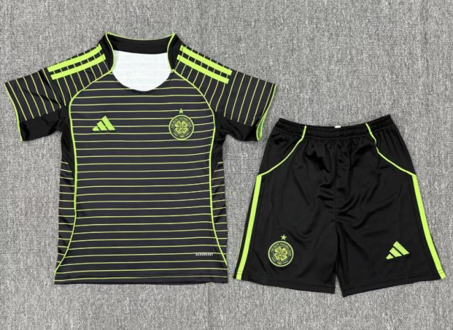 Youth Uniform Kids Kit Celtic 2025-2026 Away Soccer Jersey Shorts Child Football Set