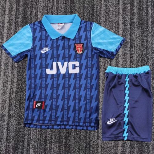Retro Youth Uniform Kids Kit 1994-1995 Arsenal Away Blue Soccer Jersey Shorts Vintage Child Football Set