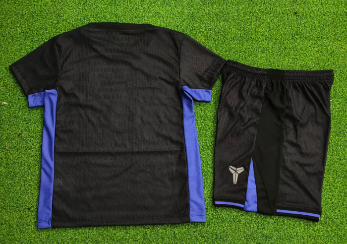 Youth Uniform Kids Kit 2025-2026 Barcelona Black/Purple Soccer Jersey Shorts Child Football Set