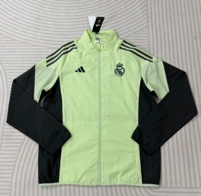 2025-2026 Real Madrid Green/Black Soccer Windbreaker Jacket Football Jacket