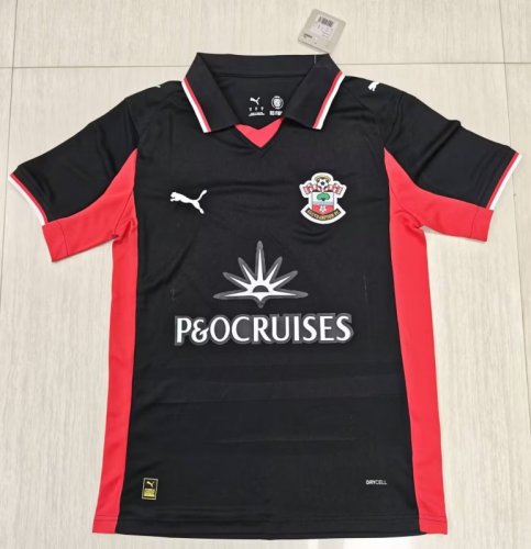 with Sponor Logo Fan Version 2025-2026 Southampton Third Away Black Soccer Jersey Football Shirt