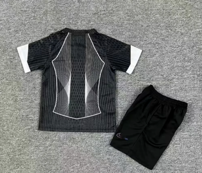 Youth Uniform Kids Kit 2025-2026 Barcelona Black Soccer Training Jersey Shorts Child Football Set