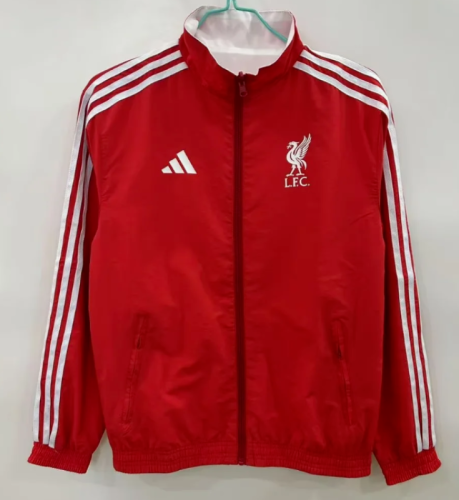 2025-2026 Liverpool Red/White Soccer Reversible Windbreaker Jacket Football Jacket
