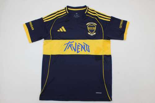 Fan Version 2025-2026 Boca Juniors Trueno 10 Home Soccer Jersey Football Shirt